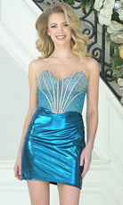 Colors Dress 3644 - Strapless Beaded Metallic Mini Dress - detail view