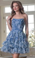 Colors Dress 3669 - Floral Tiered Strapless Dress - Silhouette Dresses