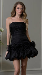 Colors Dress 3671 - Rosette Bubble Hem Strapless Dress