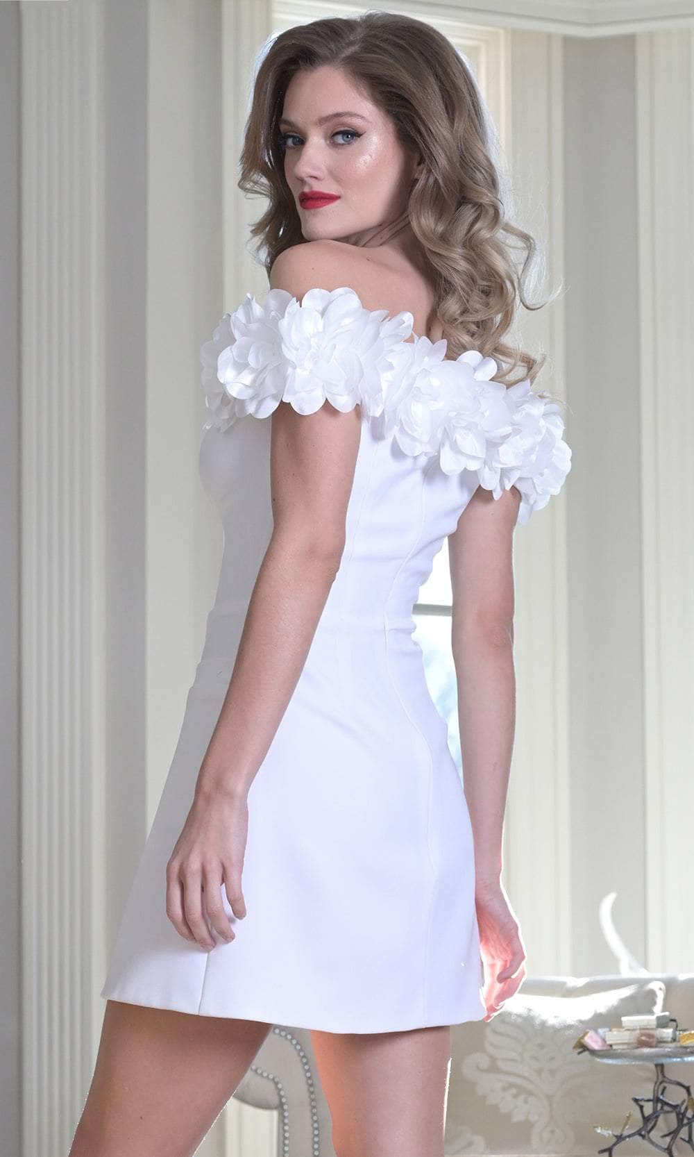 Colors Dress 3679 - Off-Shoulder Dress with Floral Detail - detail view