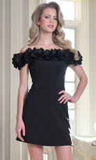 Colors Dress 3679 - Off-Shoulder Dress with Floral Detail - Silhouette Dresses