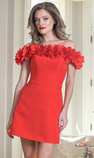 Colors Dress 3679 - Off-Shoulder Dress with Floral Detail - view 4