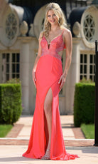 Colors Dress 3696 - Beaded Cutout V-Neck Evening Gown - Silhouette Dresses