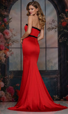 Colors Dress 3712 - Straight Neckline Satin Gown with Bows