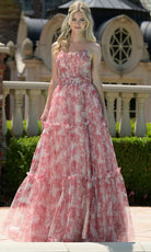 Colors Dress 3810 - Floral Tiered A-Line Evening Gown