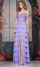 Colors Dress 3820 - Beaded Lace Bodice Tiered Gown
