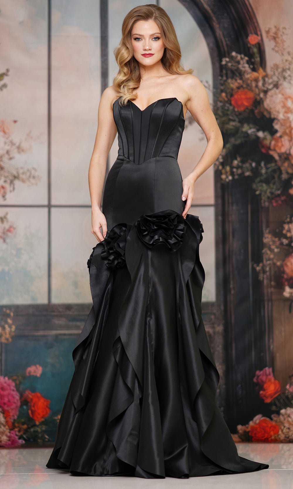 Colors Dress 3880 - Strapless Sweetheart Gown with Cascading Ruffle - Silhouette Dresses
