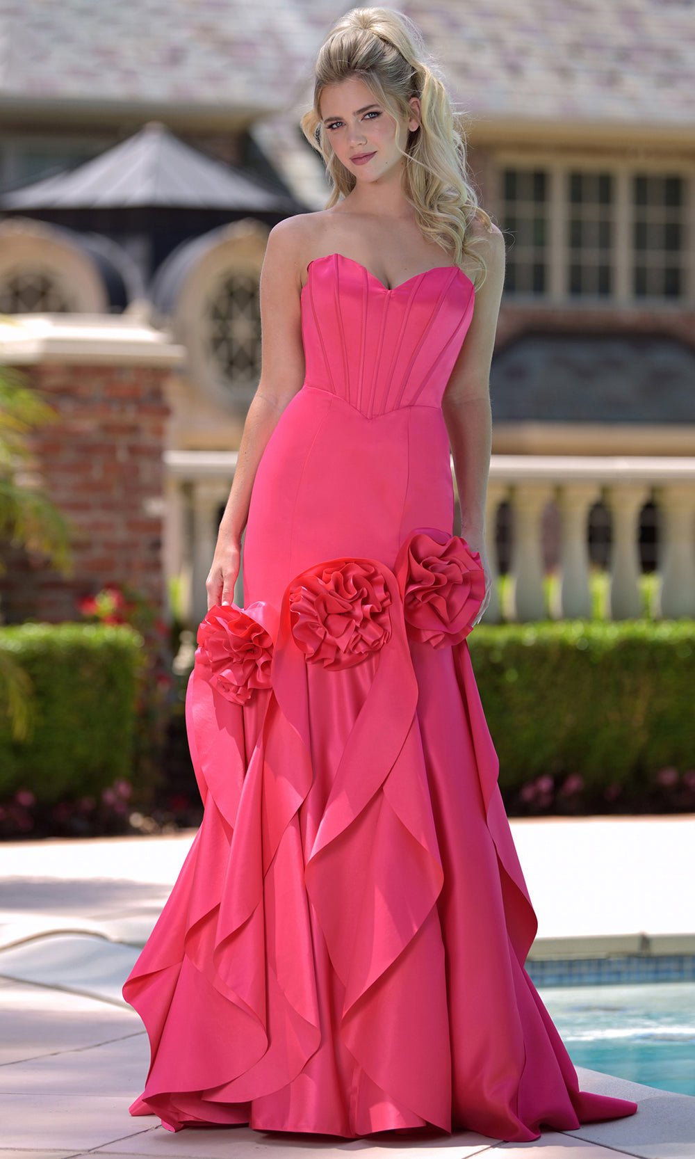 Colors Dress 3880 - Strapless Sweetheart Gown with Cascading Ruffle - Silhouette Dresses
