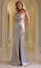 Colors Dress 3932 - High Slit Scoop Neckline Long Gown