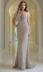 Colors Dress 3939 - Jeweled Plunging Sweetheart Fitted Gown - Silhouette Dresses