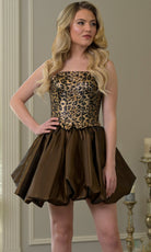 Colors Dress 3977 - Animal Print Embellished Bubble Dress - Silhouette Dresses