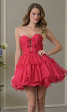Colors Dress 3993 - Bow Accent Plunging Sweetheart Mini Dress - Silhouette Dresses