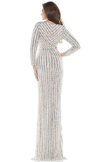 Colors Dress - G1042SL Long Sleeve Stripe Sequin Gown - view 6