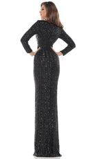 Colors Dress - G1042SL Long Sleeve Stripe Sequin Gown - view 4