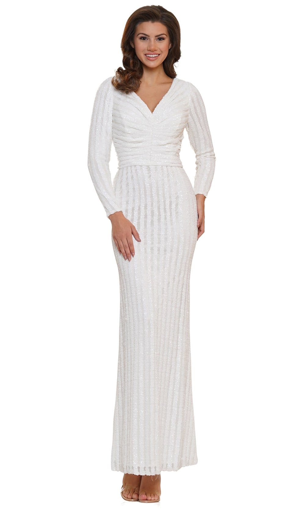Colors Dress - G1042SL Long Sleeve Stripe Sequin Gown - view 8