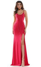 Colors Dress - G1052 Scoop Neck Beaded Sheath Dress