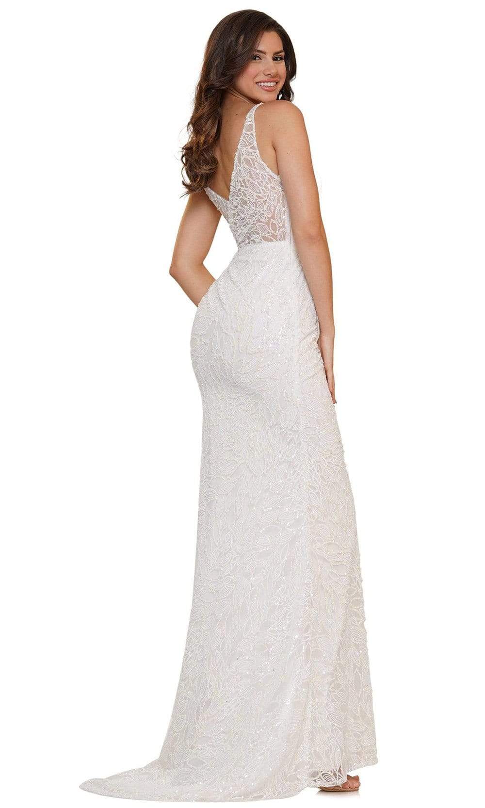 Colors Dress - G1074 V-Neck Ruched Sequin Dress - detail view