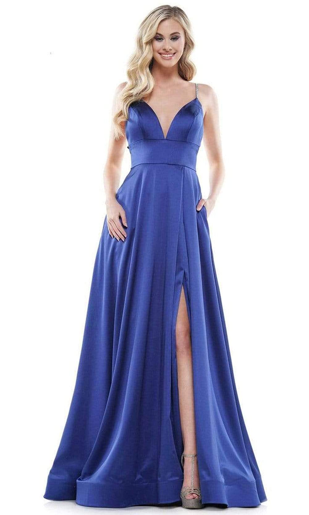Colors Dress - G968 Strappy Satin A-Line Gown - view 6