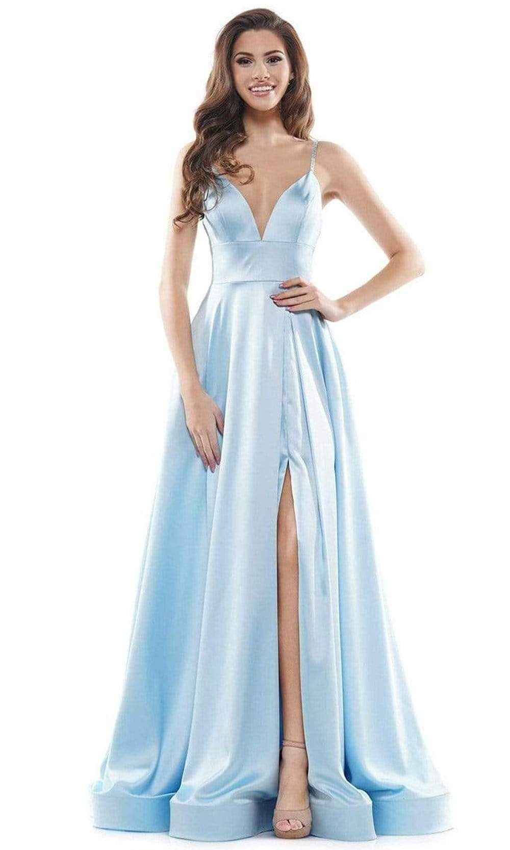 Colors Dress - G968 Strappy Satin A-Line Gown - Silhouette Dresses