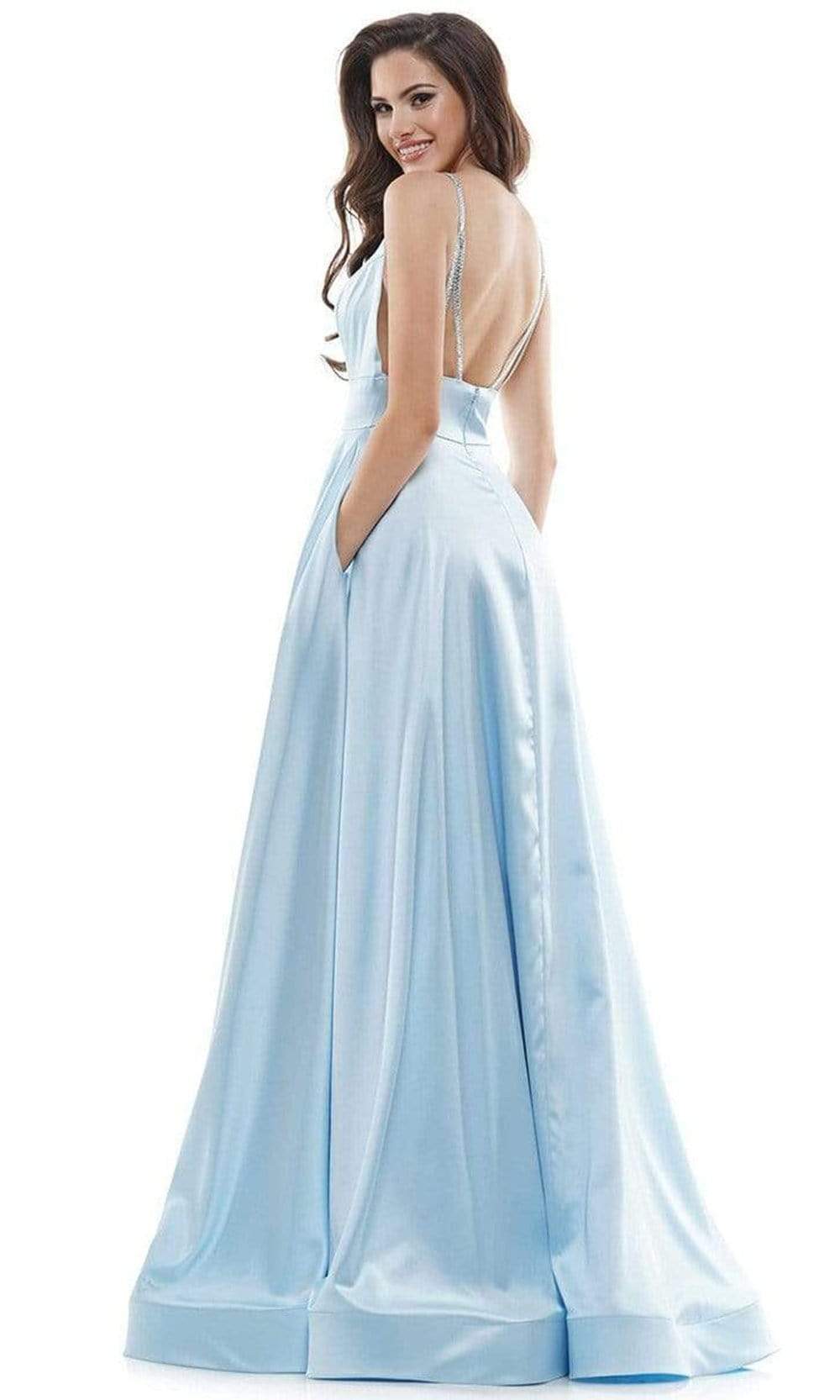 Colors Dress - G968 Strappy Satin A-Line Gown - back view