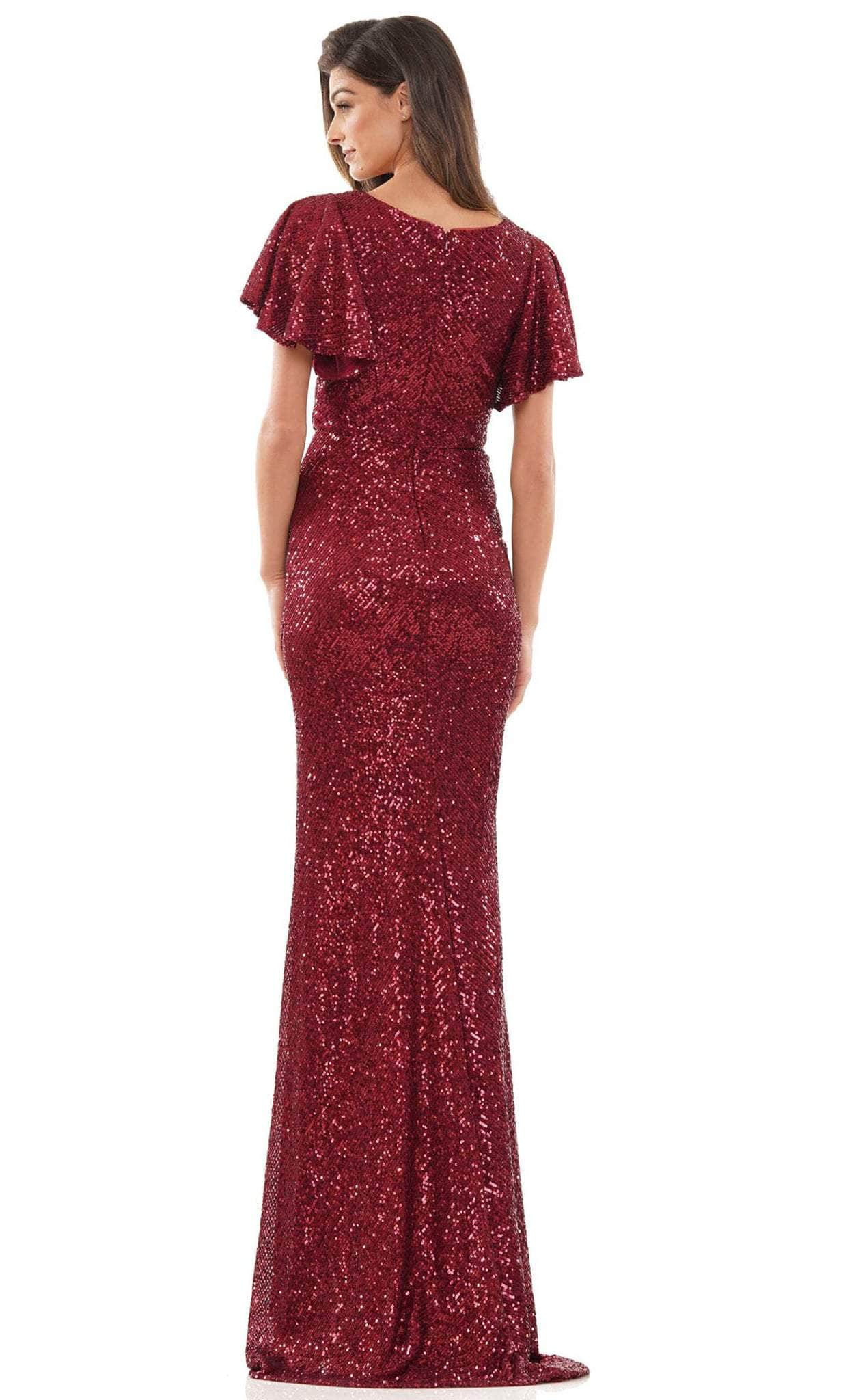 Colors Dress M318 - Sequined Ruched V-Neck Formal Gown - view 4