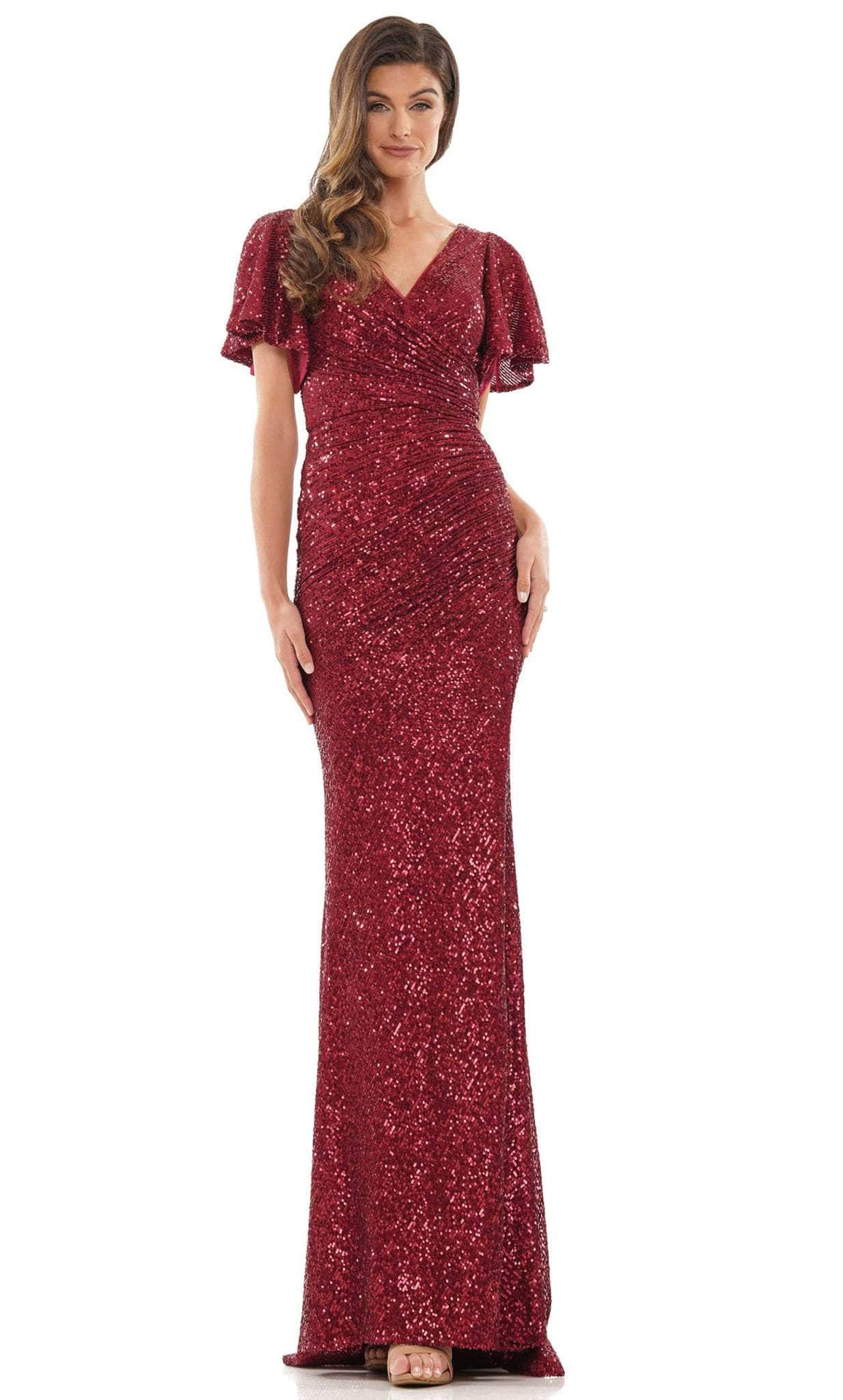 Colors Dress M318 - Sequined Ruched V-Neck Formal Gown - view 5