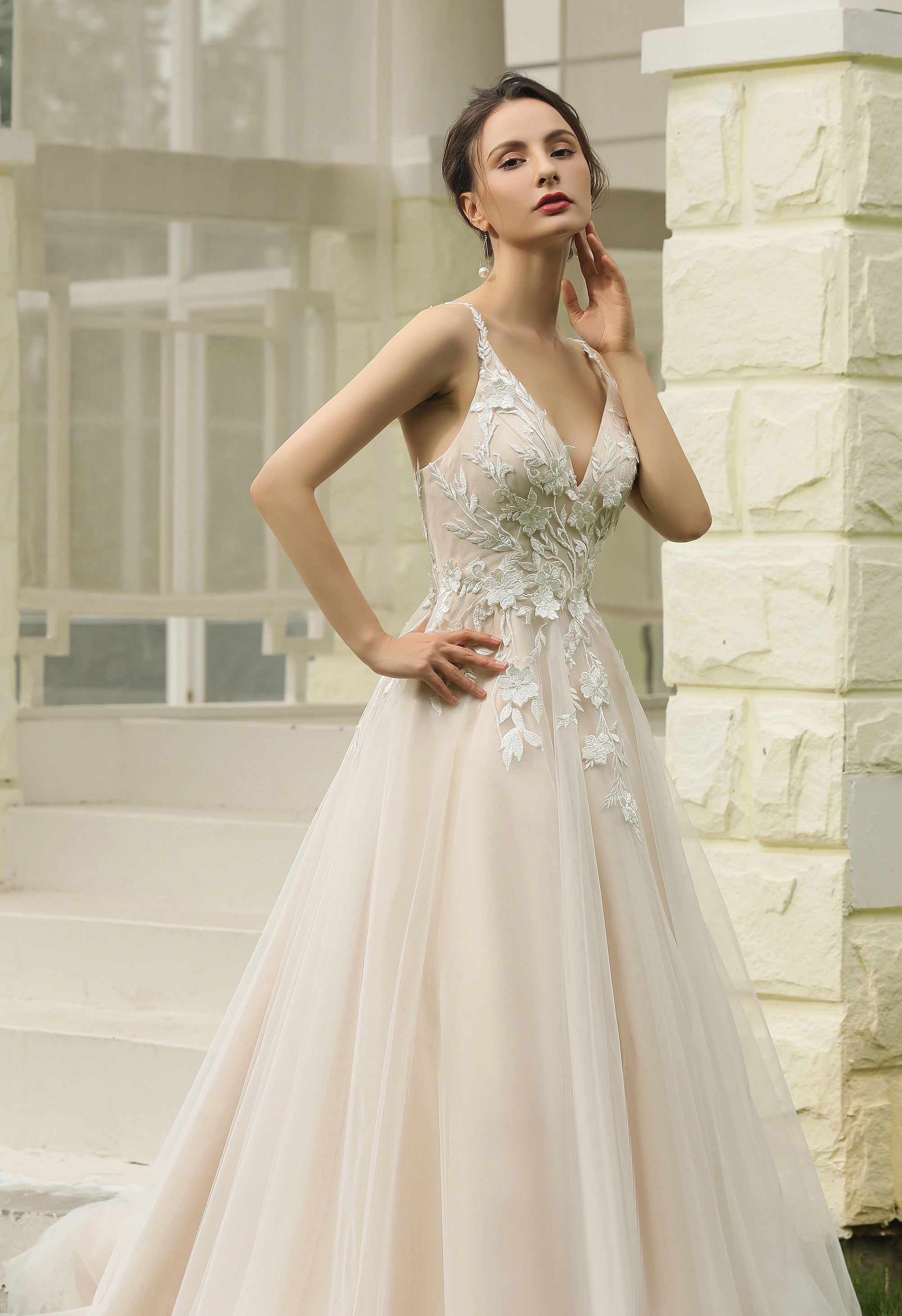 Farah AB HW2015 floral a-line wedding dress — view 1