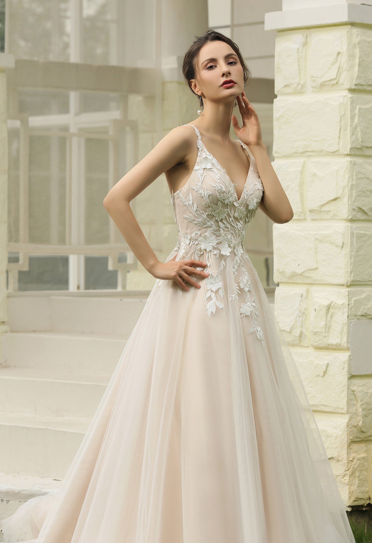Farah AB HW2015 floral a-line wedding dress — view 1