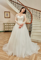 Farah AB HW2178 long-sleeve lace a-line wedding dress — view 7