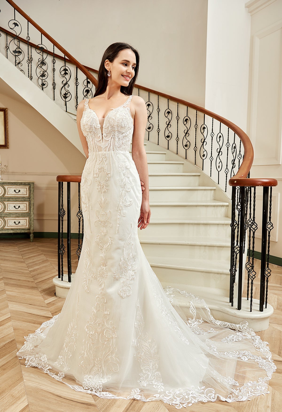 Farah AB HW2180 lace fit-and-flare wedding dress — view 1