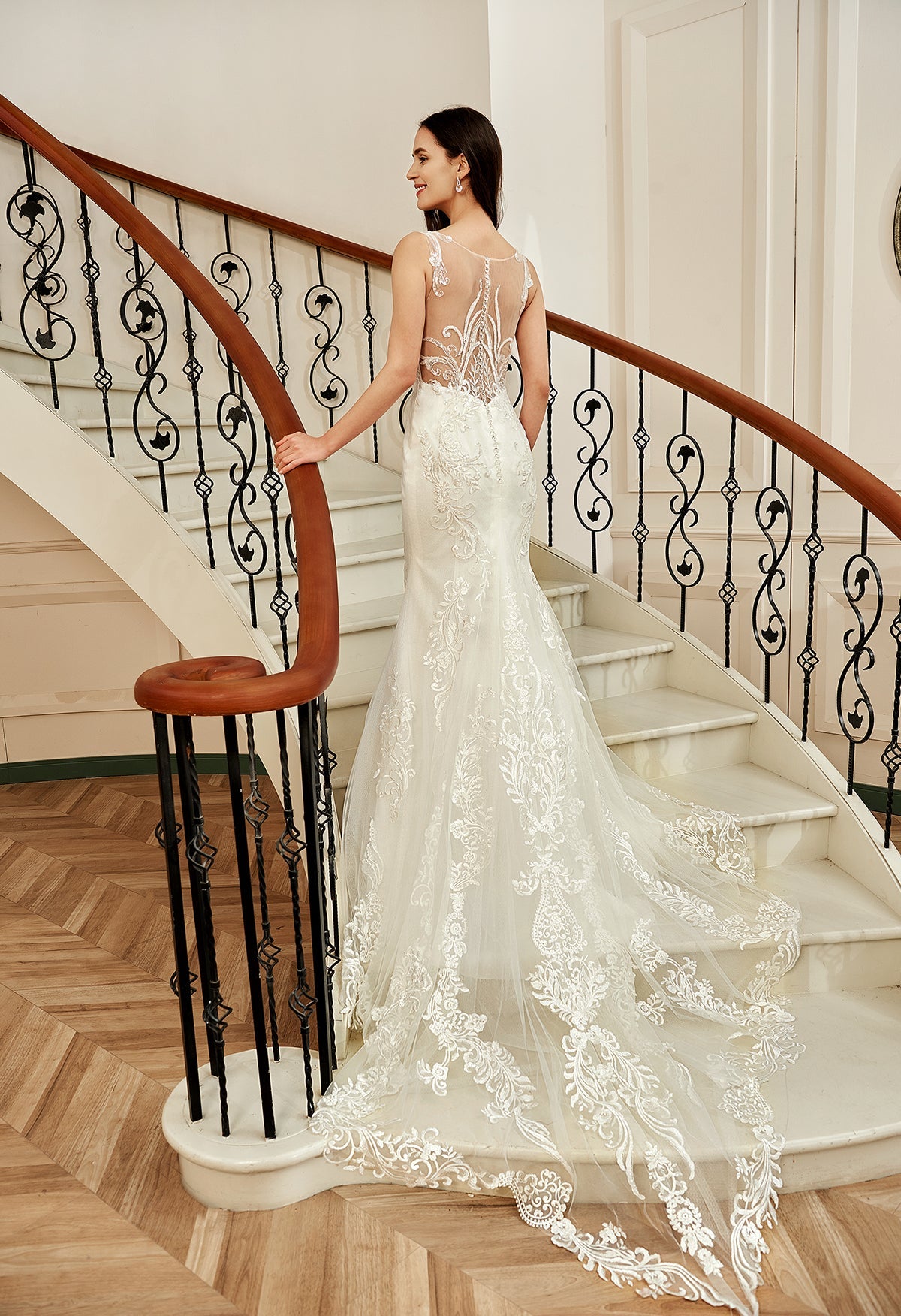 Farah AB HW2180 lace fit-and-flare wedding dress — view 2