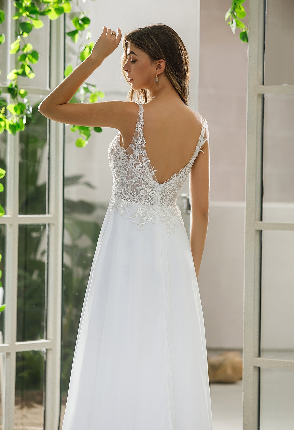 Farah AB HW2527 plunging-neckline a-line wedding dress — view 5