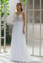 Farah AB HW2527 plunging-neckline a-line wedding dress — view 1