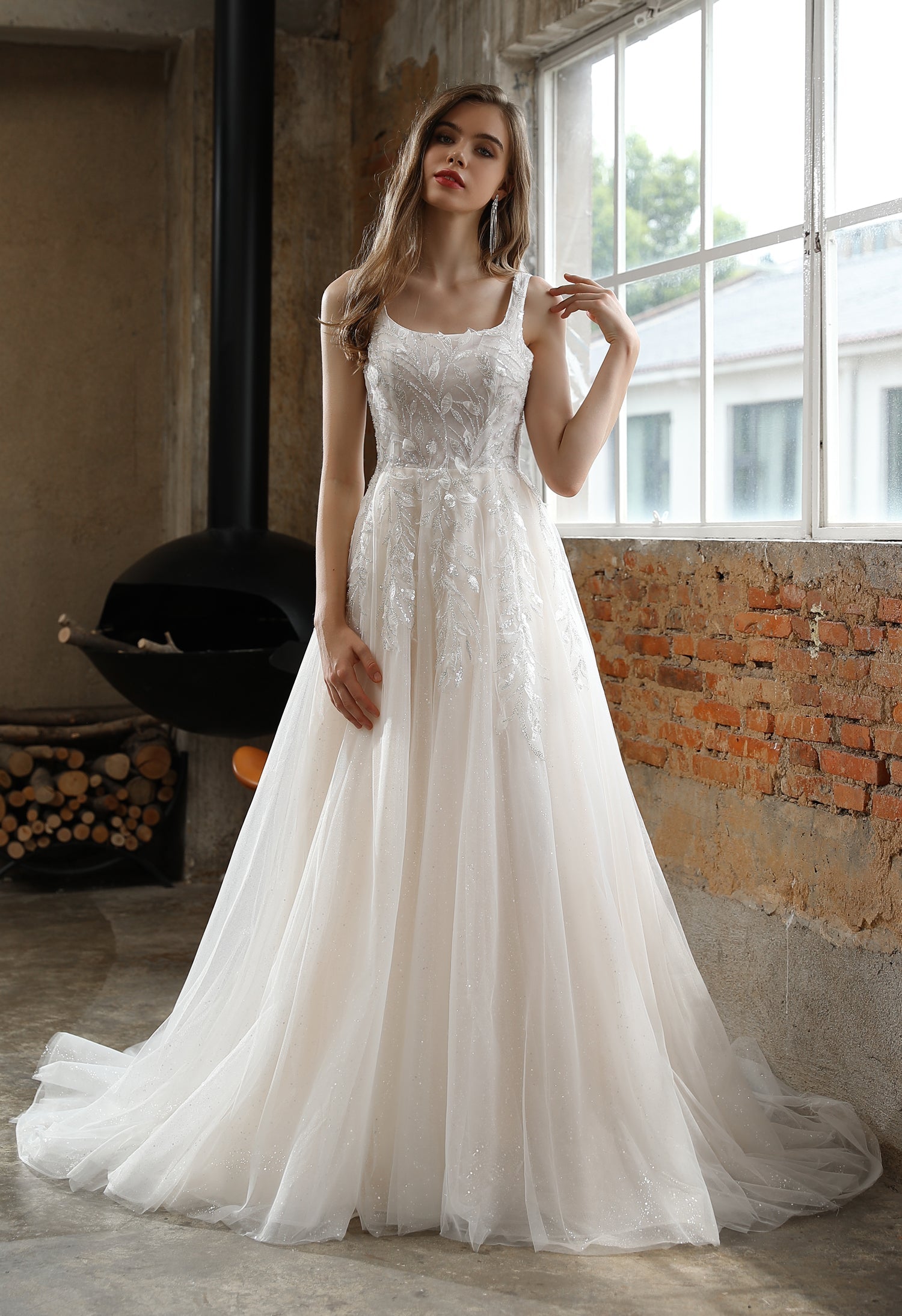 Farah AB HW3003 square-neck a-line wedding dress — view 1