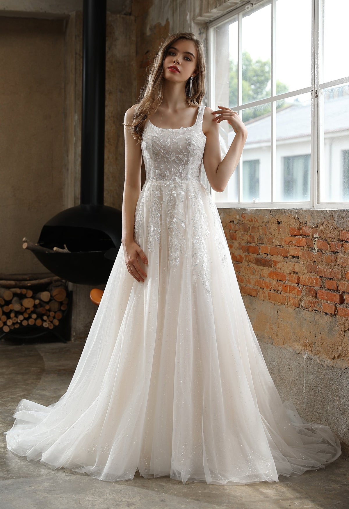 Farah AB HW3003 square-neck a-line wedding dress — view 1