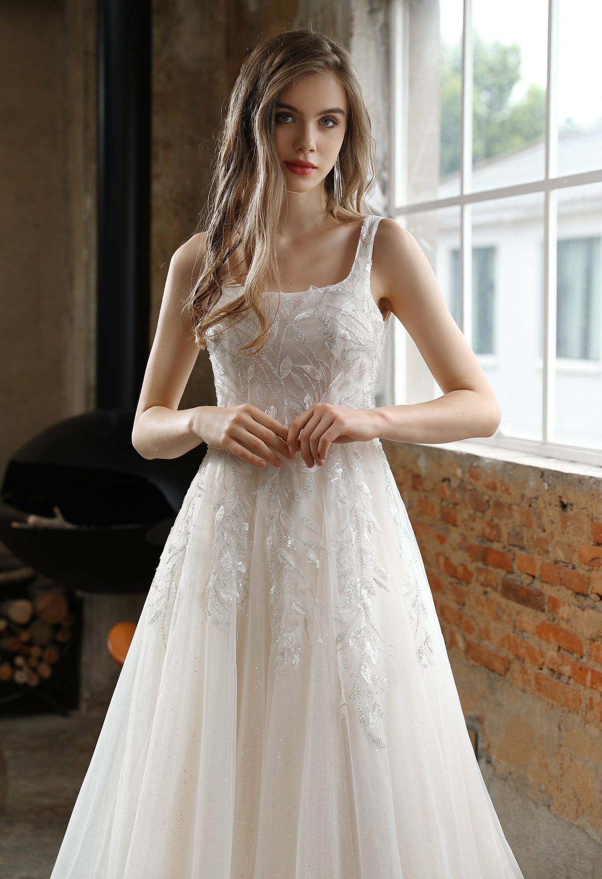 Farah AB HW3003 square-neck a-line wedding dress — view 2