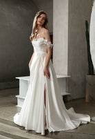Farah AB HW3007 off-the-shoulder slit wedding dress — view 2