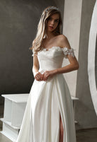 Farah AB HW3007 off-the-shoulder slit wedding dress — view 3