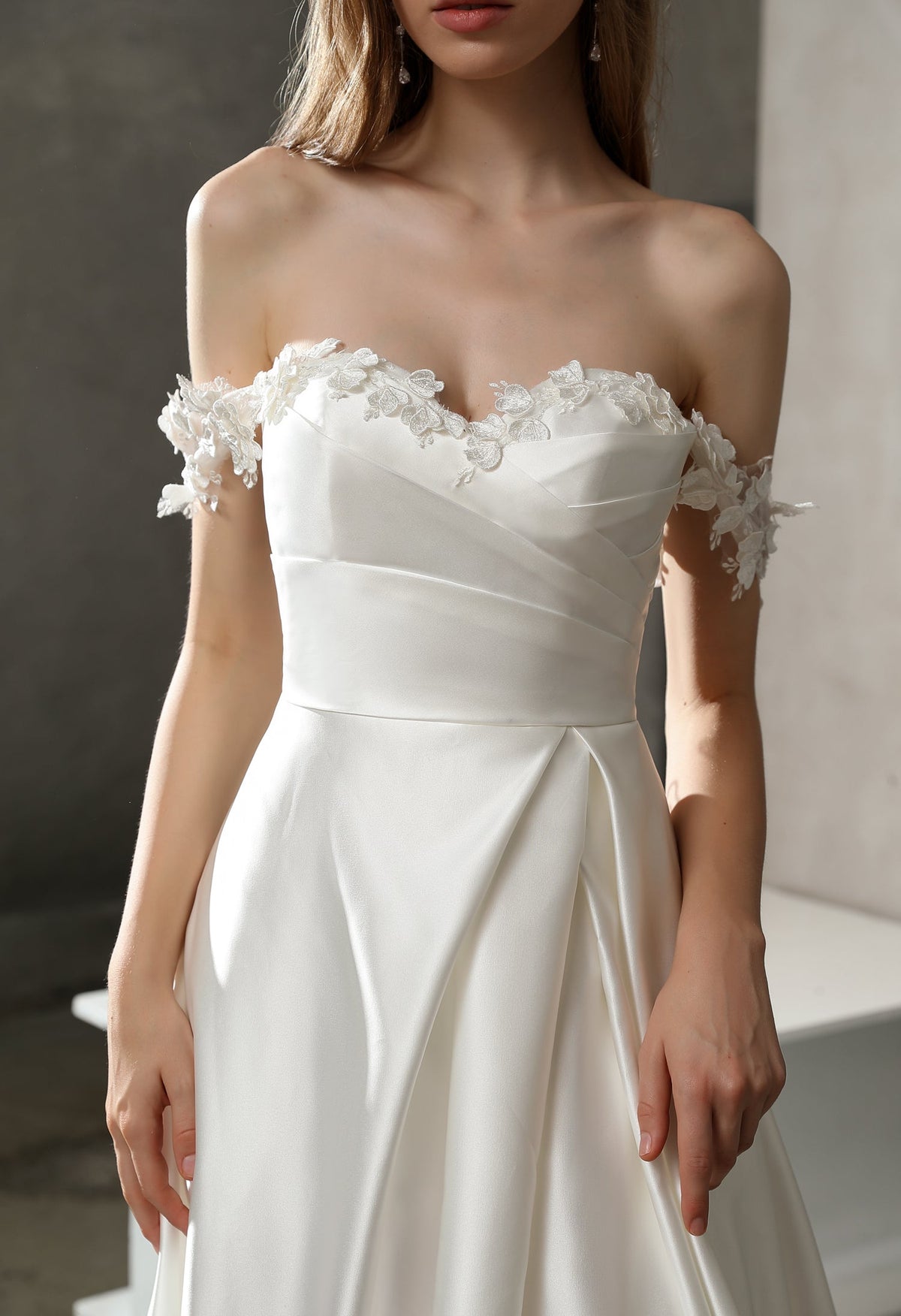 Farah AB HW3007 off-the-shoulder slit wedding dress — view 4