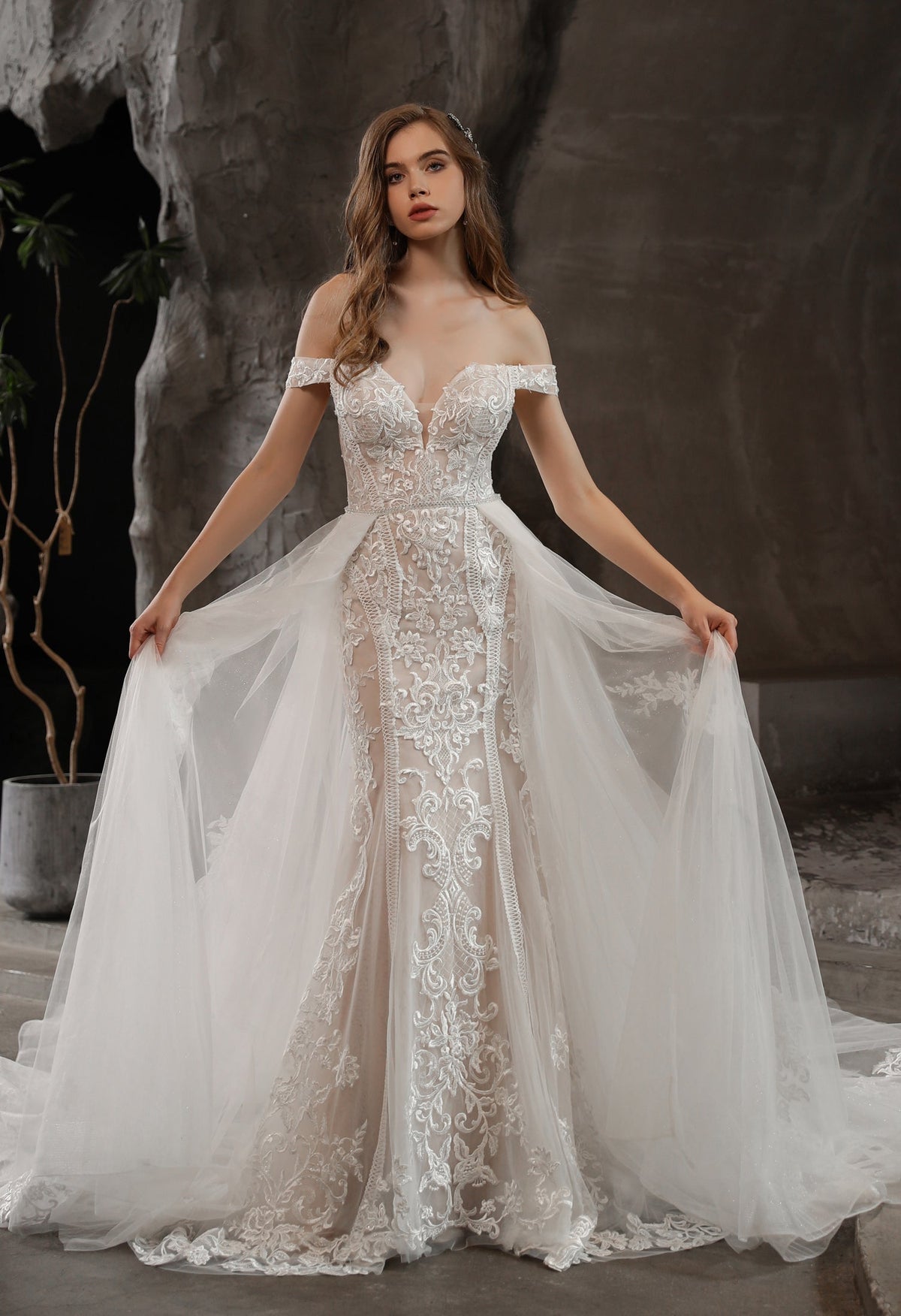 Farah AB HW3015 off-the-shoulder lace wedding dress — view 6