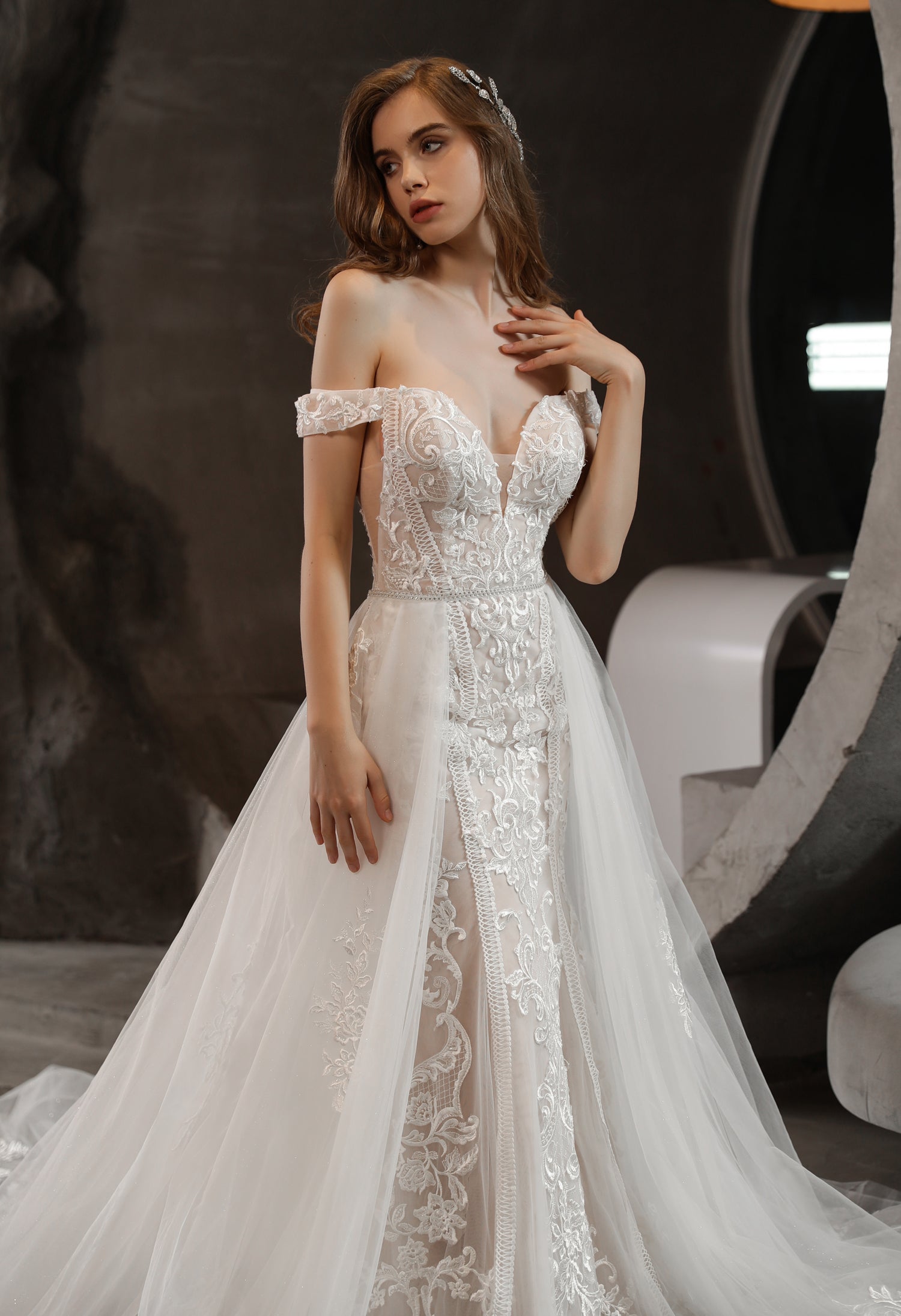 Farah AB HW3015 off-the-shoulder lace wedding dress — view 7