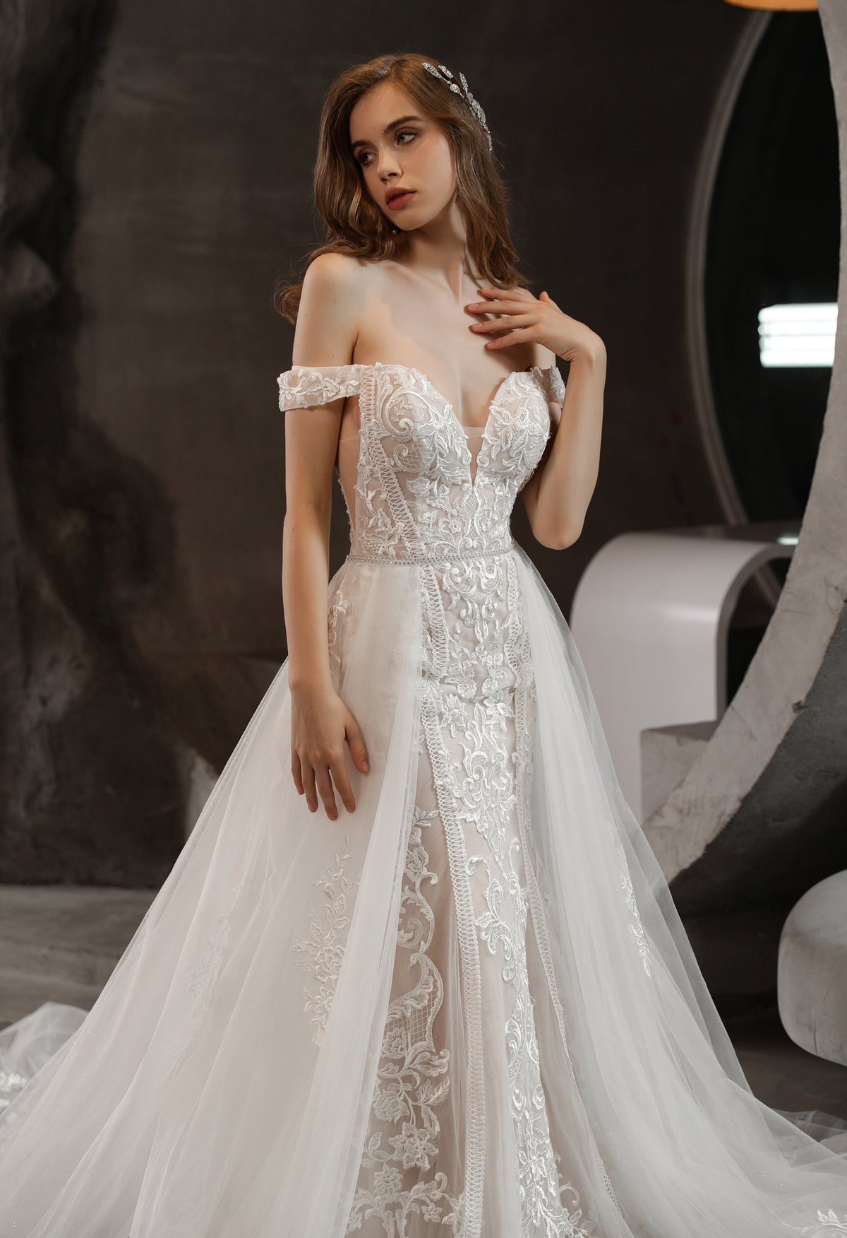 Farah AB HW3015 off-the-shoulder lace wedding dress — view 7