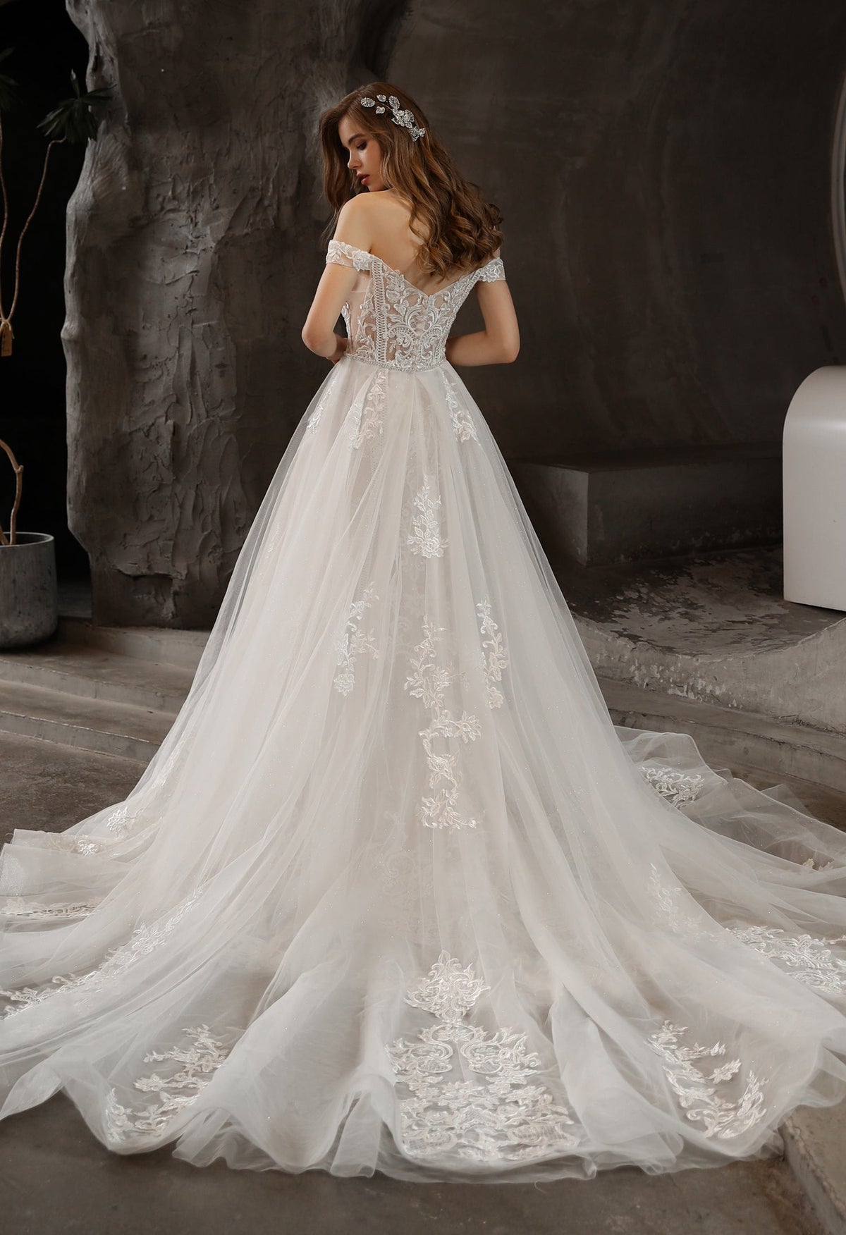 Farah AB HW3015 off-the-shoulder lace wedding dress — view 9