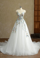 Farah AB HW3418 colorful floral a-line wedding dress — view 1