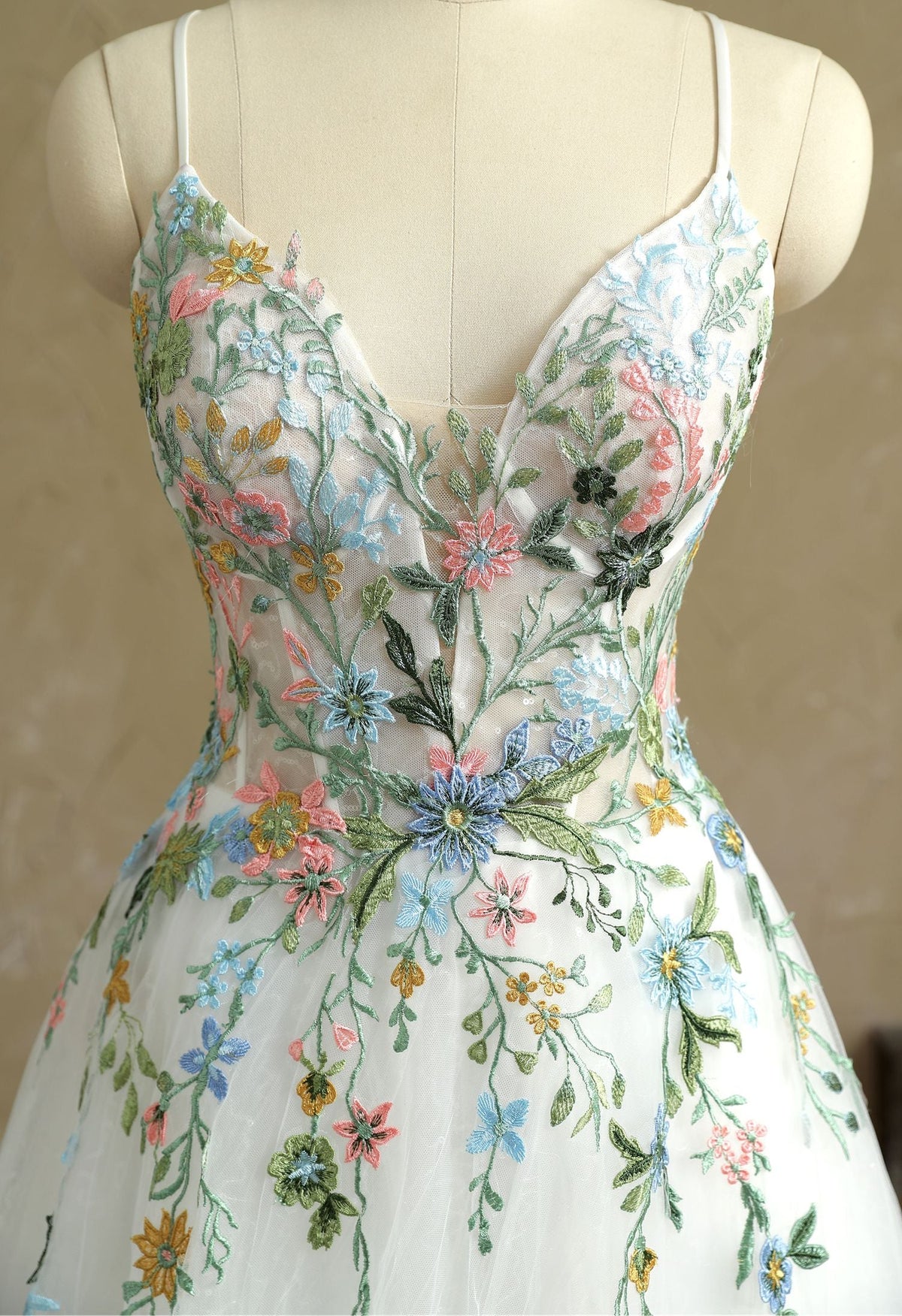 Farah AB HW3418 colorful floral a-line wedding dress — view 3