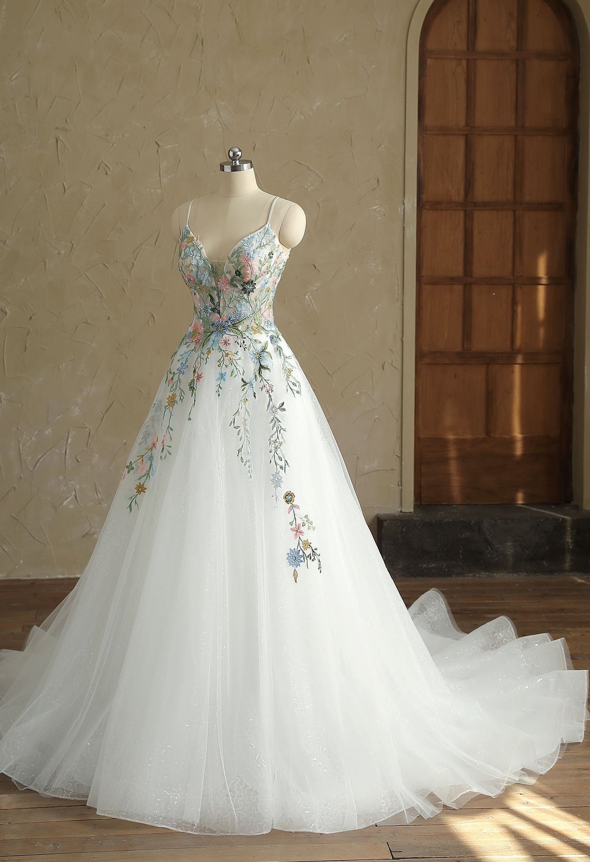 Farah AB HW3418 colorful floral a-line wedding dress — view 5
