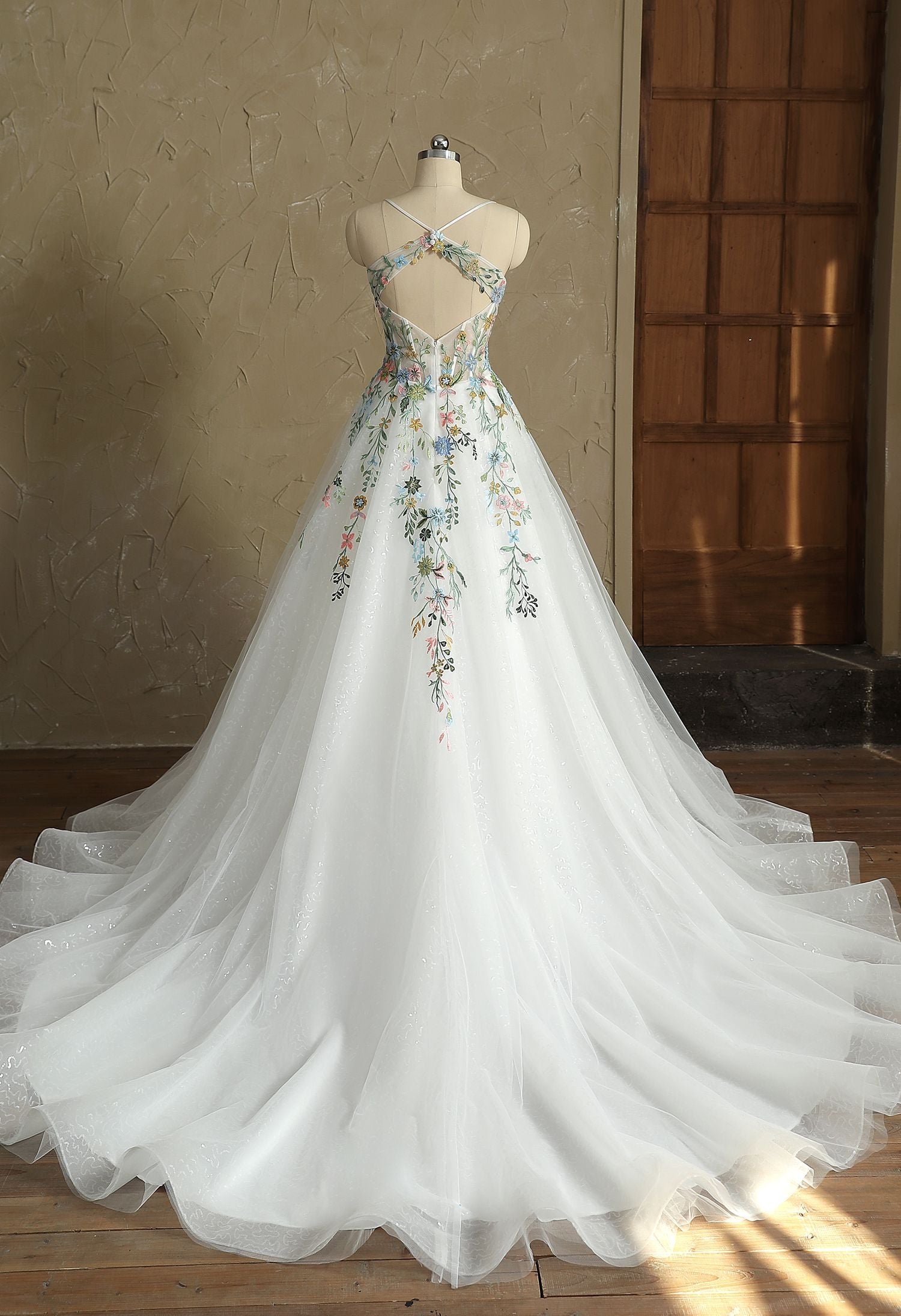 Farah AB HW3418 colorful floral a-line wedding dress — view 6