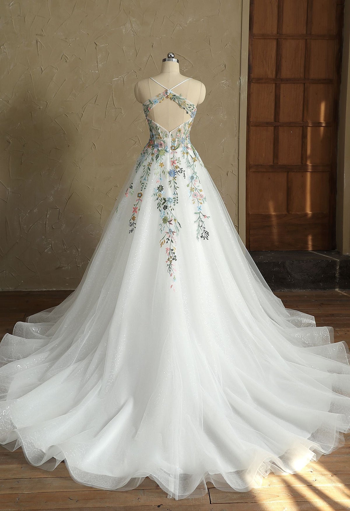 Farah AB HW3418 colorful floral a-line wedding dress — view 6