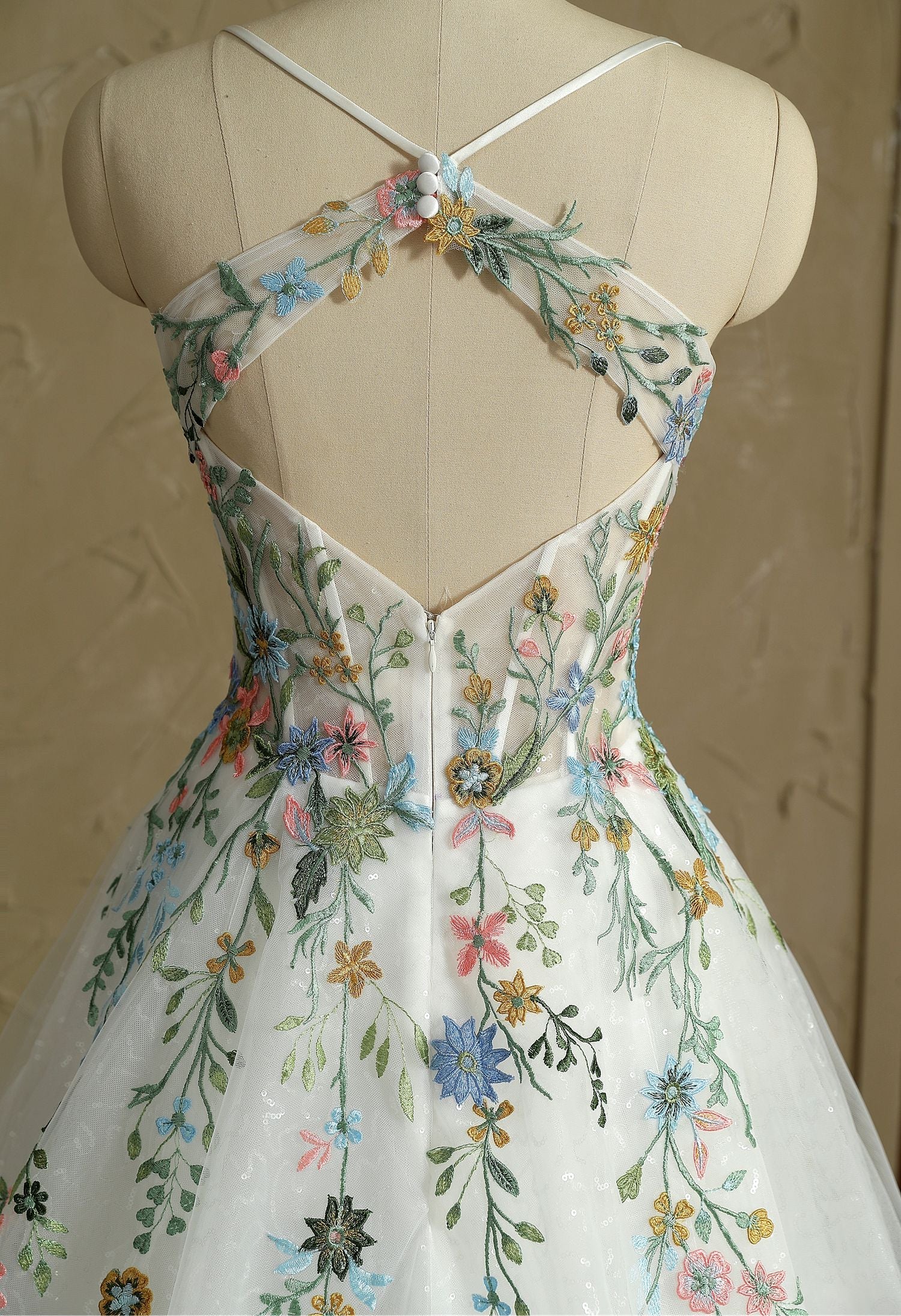 Farah AB HW3418 colorful floral a-line wedding dress — view 7