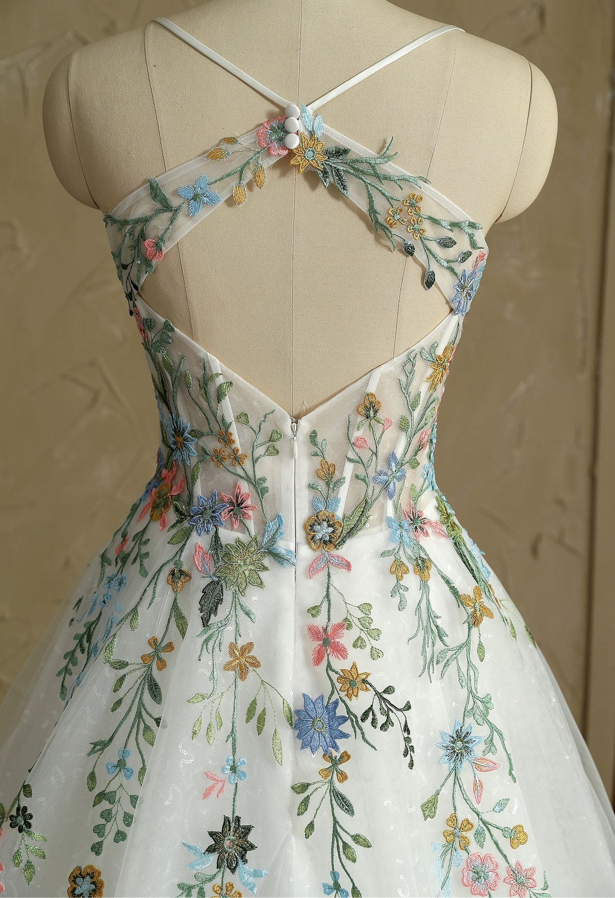 Farah AB HW3418 colorful floral a-line wedding dress — view 7